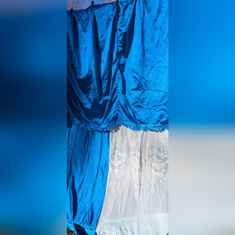 Elegant Blue 💙 Satin And Sheer Curtains